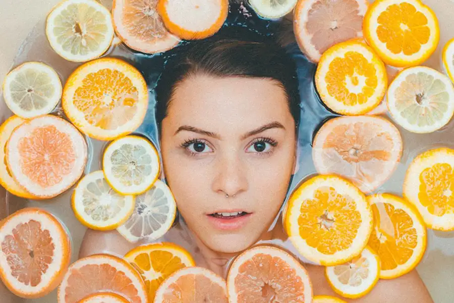 Fruits effect on skin,Fruits` effect on the health of your skin,healthy skin with fruit.